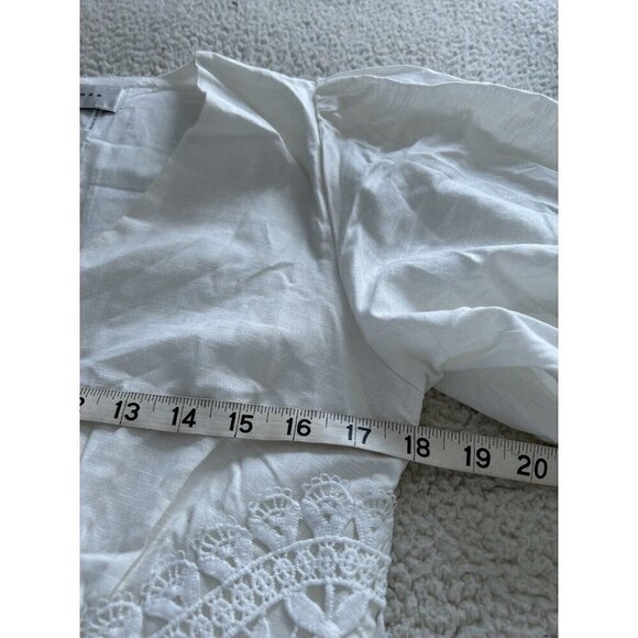 ENDLESS ROSE White Puff Sleeve V-Neck Lace Trim Mini Dress Sz M - Picture 12 of 16